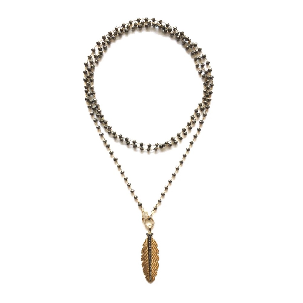 Pave Diamond Leaf Pendant Necklace